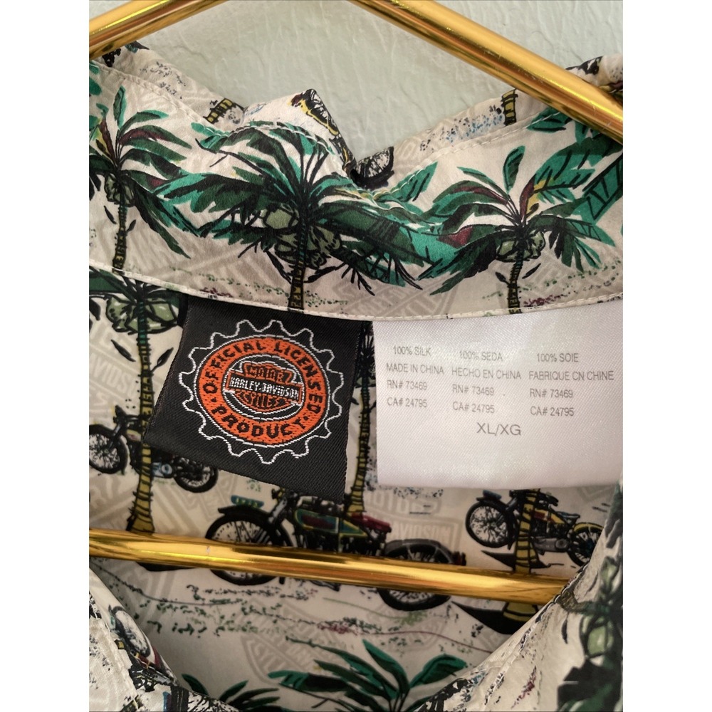 Vintage Harley Davidson Motorcycles Shirt Mens XL 100% Silk Hawaiian Button Up - Picture 3 of 6